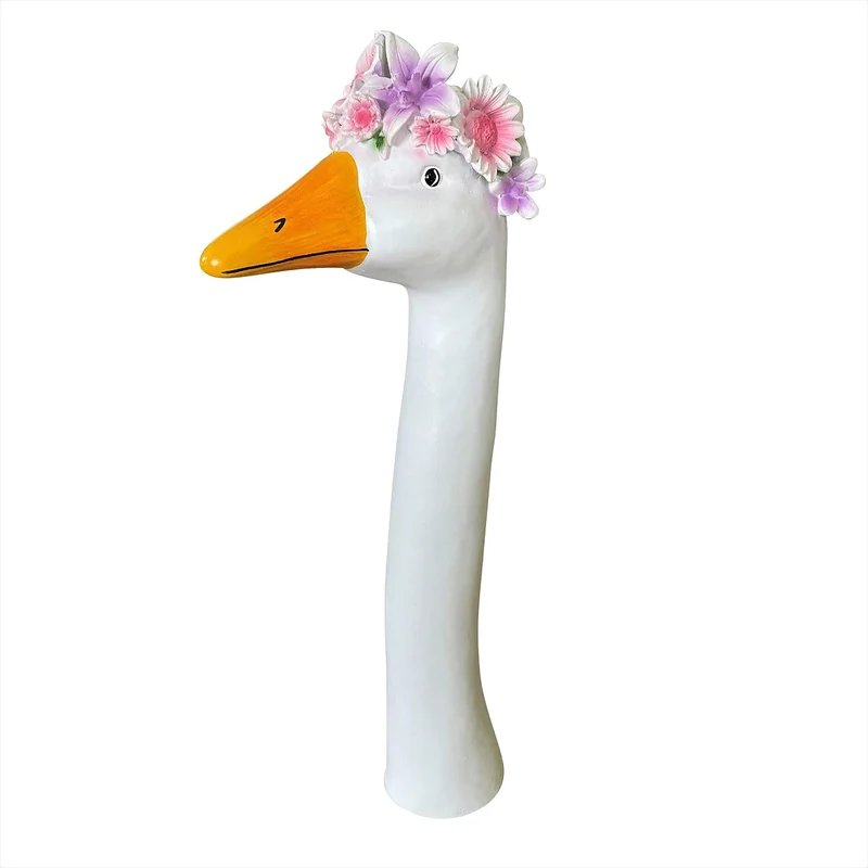 OF Gänsehals Gartenstecker Gans - Höhe 35 bis 38 cm gross - Deko Gartenfiguren für aussen (Blumenkra