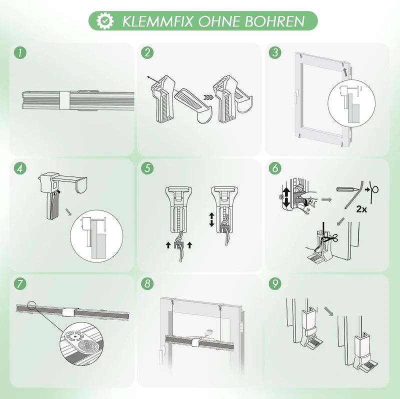 bobodeco Plissee ohne Bohren Klemmfix Faltrollo Jalousie Grau 35x80cm (BxH), Plisseerollo Sichtschut