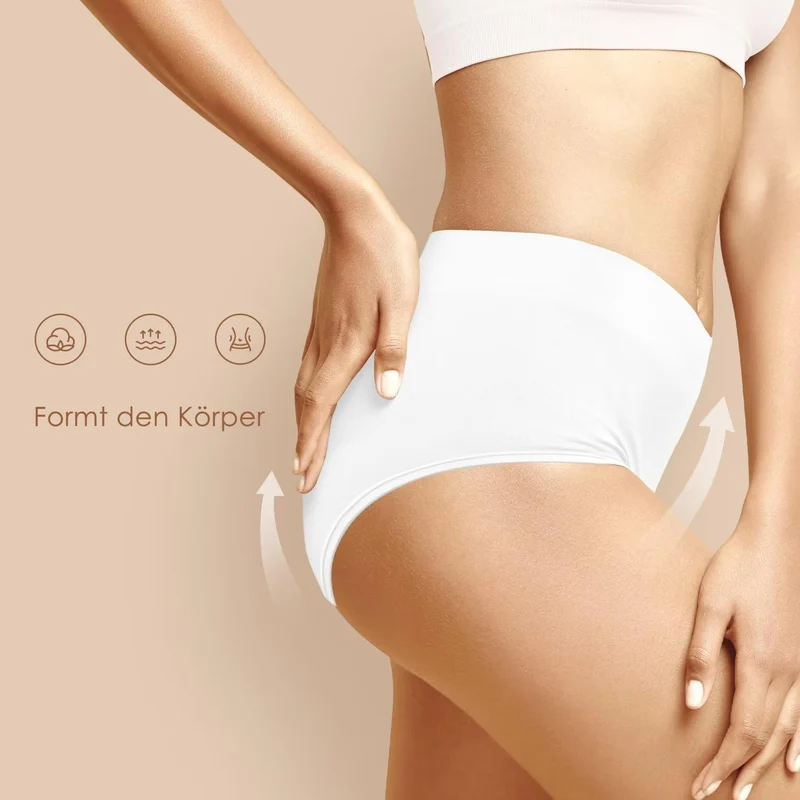YouShow Unterhosen Damen 5er Pack Baumwolle High Waist Slip Hohe Taille M 2 X Schwarz + 2 X Nude + 1