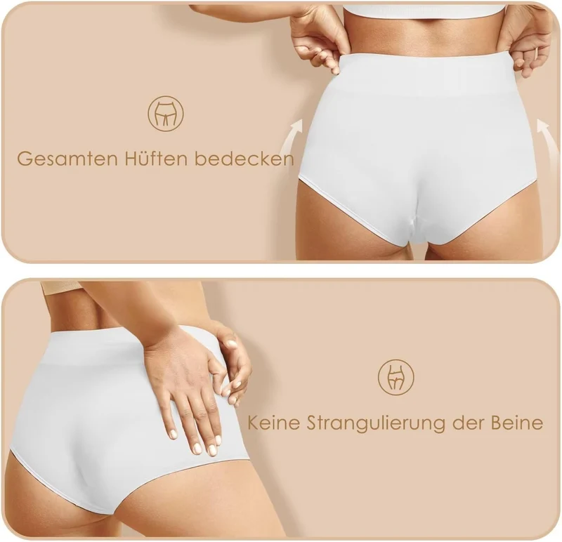 YouShow Unterhosen Damen 5er Pack Baumwolle High Waist Slip Hohe Taille M 2 X Schwarz + 2 X Nude + 1