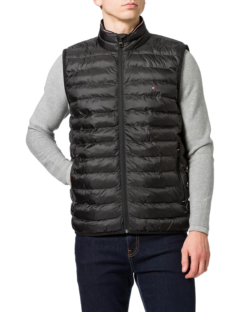 Tommy Hilfiger Herren Weste Packable Recycled Steppweste XL Schwarz (Black), XL Schwarz (Black)