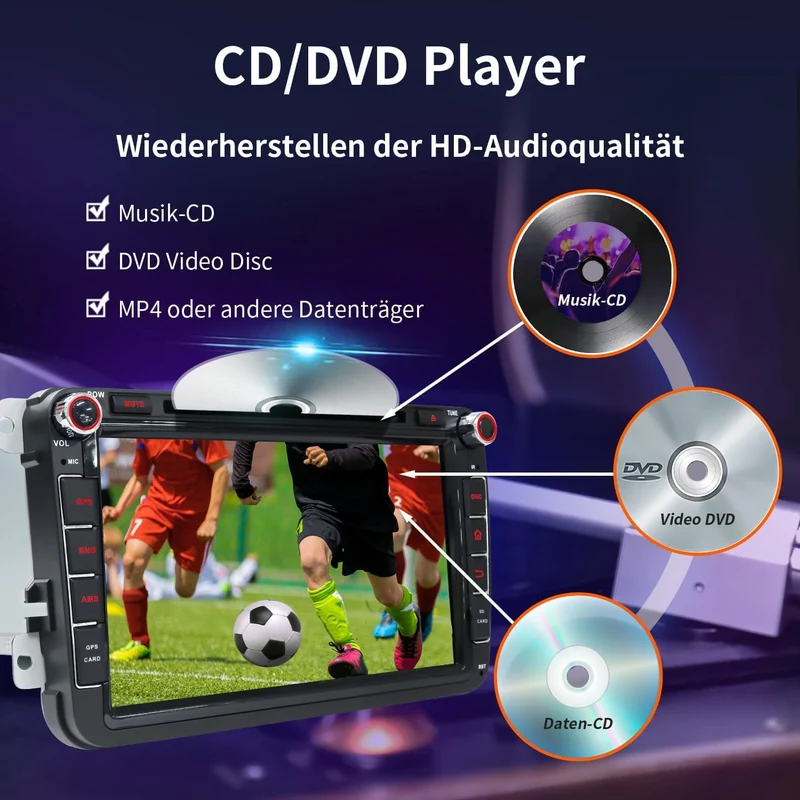 Autoradio für VW Golf 5 6 T5 Polo Sharan Passat Tiguän,[Android 15.0 4GB+64GB 8-Kern] CAWELL Doppel