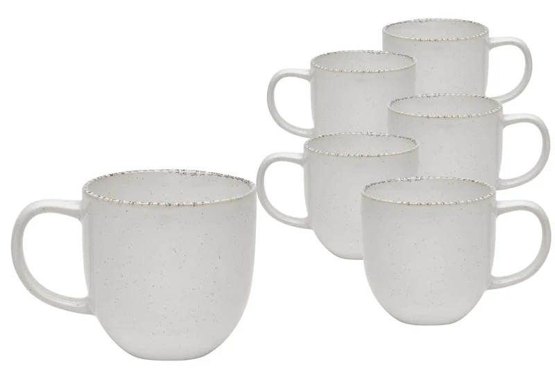 Van Well | URBAN Kaffeebecher 32 cl creme 6er Set - Steinzeug stylisch, handlicher Kaffee - Tee Bech