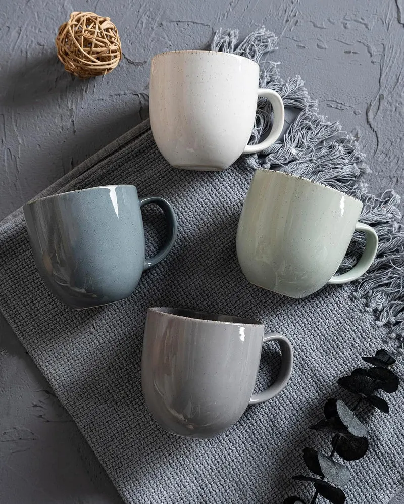 Van Well | URBAN Kaffeebecher 32 cl creme 6er Set - Steinzeug stylisch, handlicher Kaffee - Tee Bech