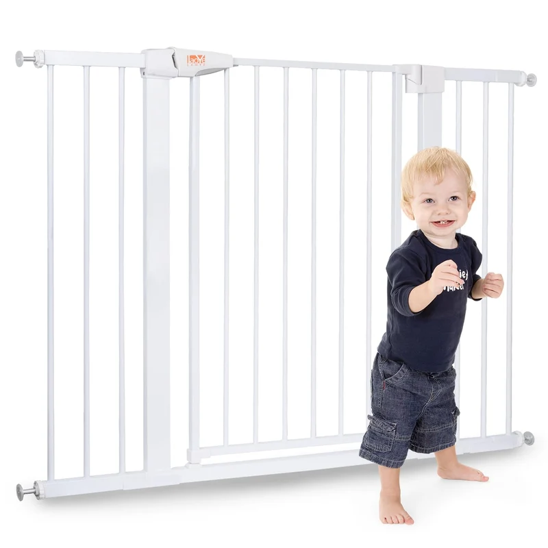 LAOYE Treppenschutzgitter ohne Bohren, Extra Hoch 76 cm Höhe, 75-124 cm Breite, Türgitter Baby mit 3