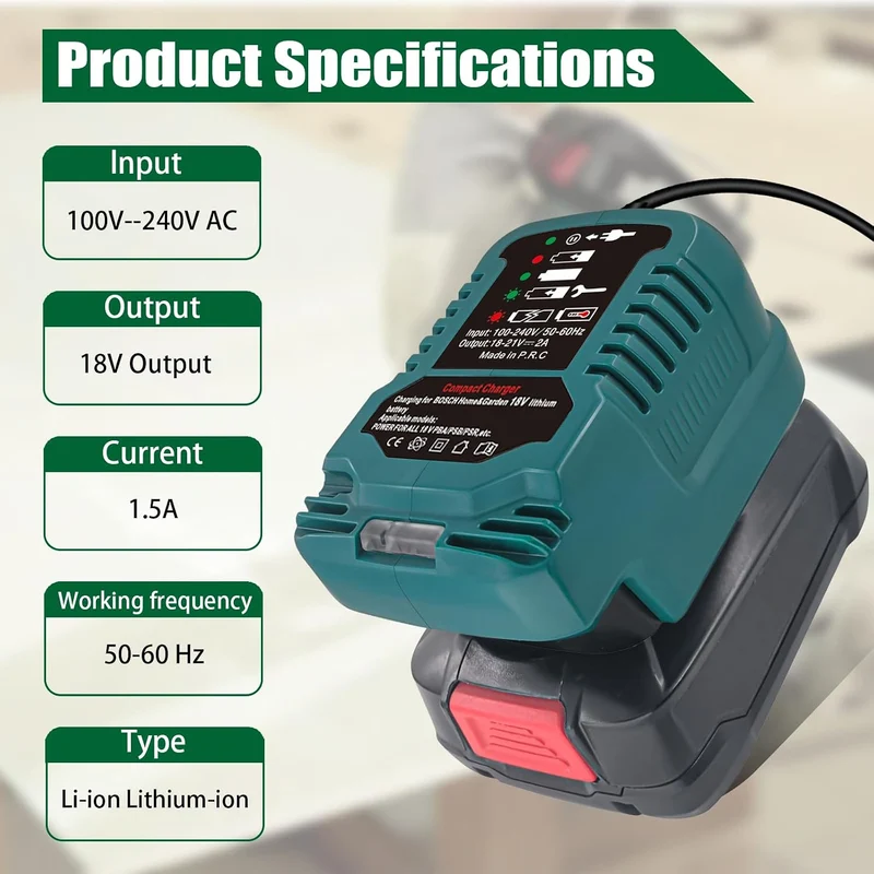 UNIKI Schnellladegerät Ersatz für Bosch Haus und Garten 18 V Charger Station Kompatibel mit Bosch Ha
