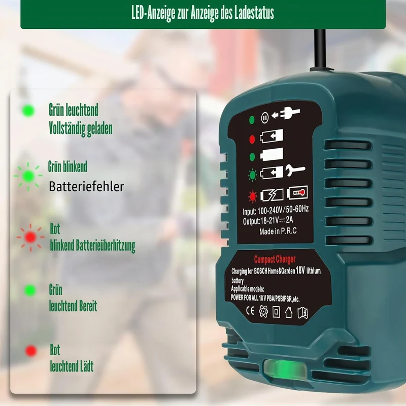 UNIKI Schnellladegerät Ersatz für Bosch Haus und Garten 18 V Charger Station Kompatibel mit Bosch Ha