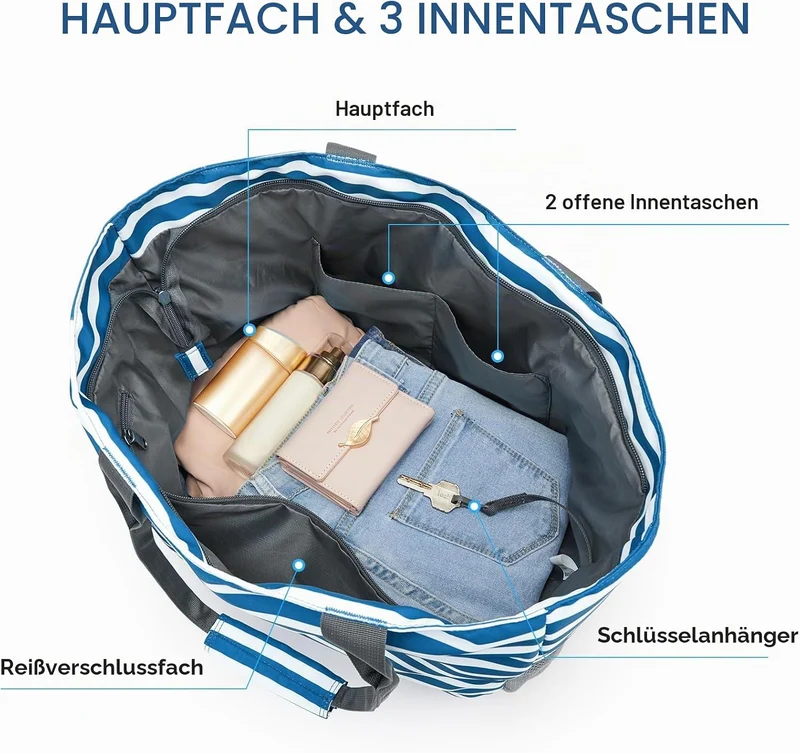 G4Free 35/50/80L Strandtasche XXL Familie & Badetasche Faltbar Gross/Wasserdicht/Leicht für Shopping