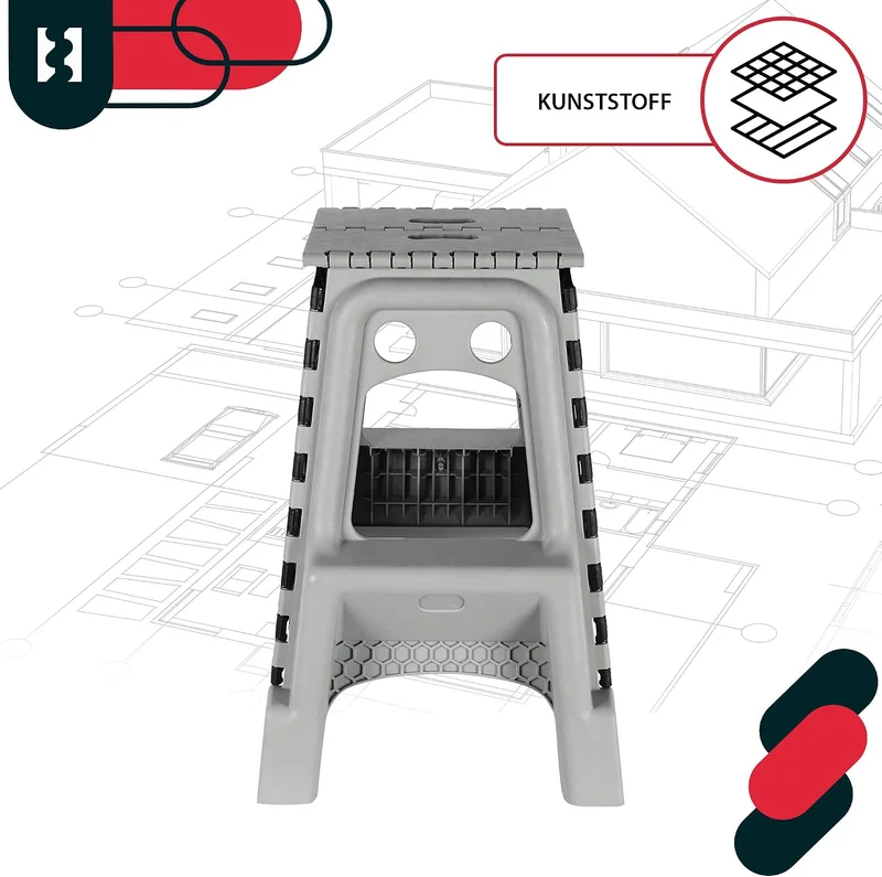 KOTARBAU® Tritthocker klappbar - 55 cm - Klappstuhl - Sitzhocker - Klapphocker - rutschfest & Stands