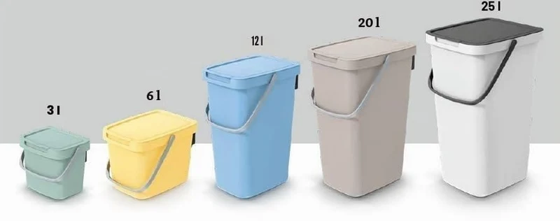 BirnePower Mülleimer 12L Aschgrau mit Deckel & Griff – Abfalleimer Systema Q Collect, Wandmontage mö