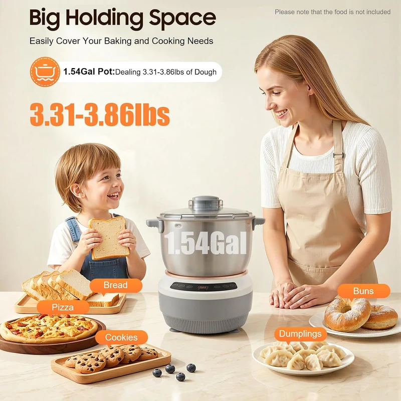 Teigmaschine 7L Teigknetmaschine Vollautomatische Knetmaschine Edelstahl Spiralkneter Teigmischermas