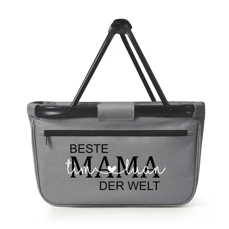 Einkaufskorb Beste Oma der Welt mit Name personalisiert - MAMA, MOM, TANTE, PAPA, OPA Geschenk faltb