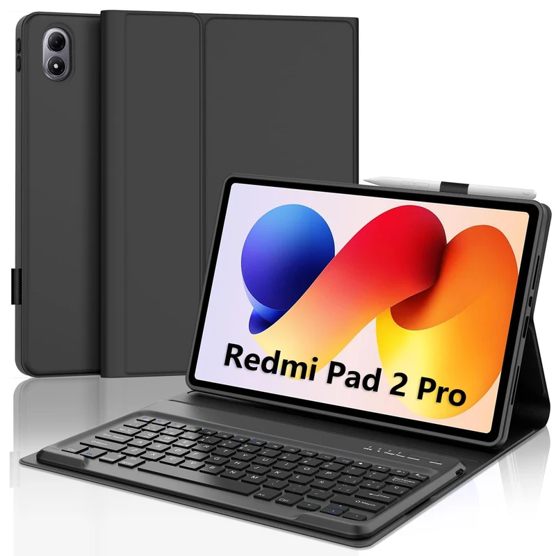 Tastatur für Redmi Pad 2 Pro 30,5 cm (12,1 Zoll) 2025, Hülle mit Tastatur, abnehmbar, kabellos für X