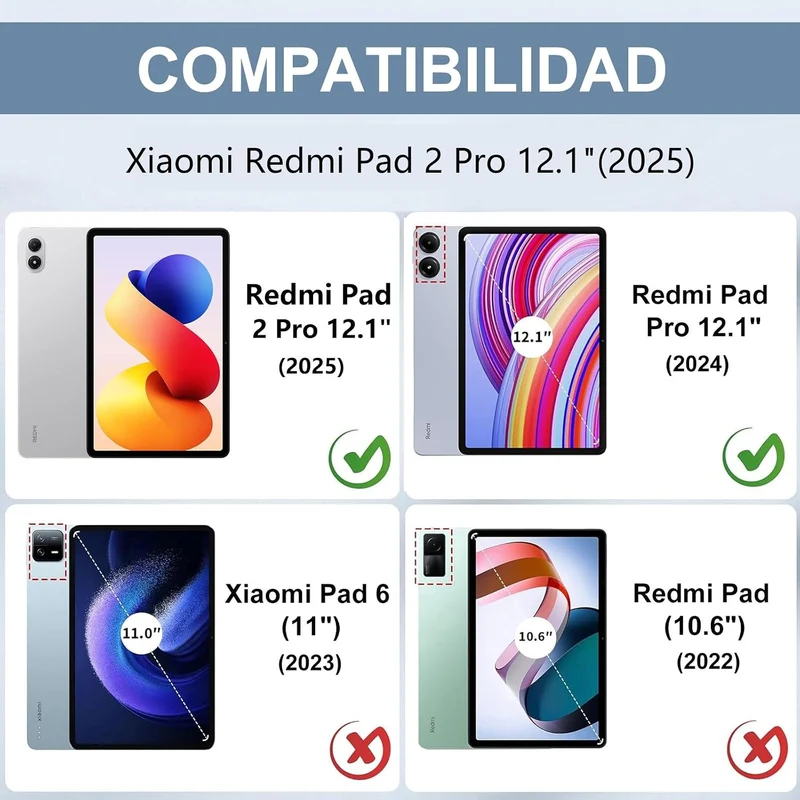 Tastatur für Redmi Pad 2 Pro 30,5 cm (12,1 Zoll) 2025, Hülle mit Tastatur, abnehmbar, kabellos für X