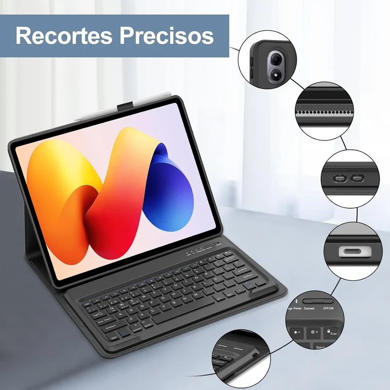 Tastatur für Redmi Pad 2 Pro 30,5 cm (12,1 Zoll) 2025, Hülle mit Tastatur, abnehmbar, kabellos für X