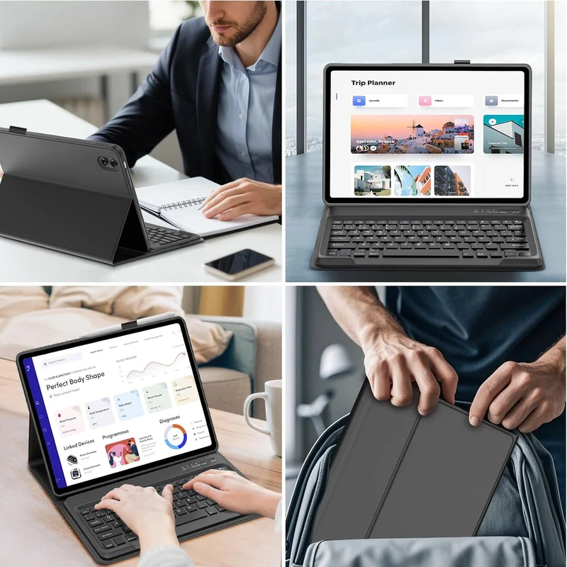 Tastatur für Redmi Pad 2 Pro 30,5 cm (12,1 Zoll) 2025, Hülle mit Tastatur, abnehmbar, kabellos für X