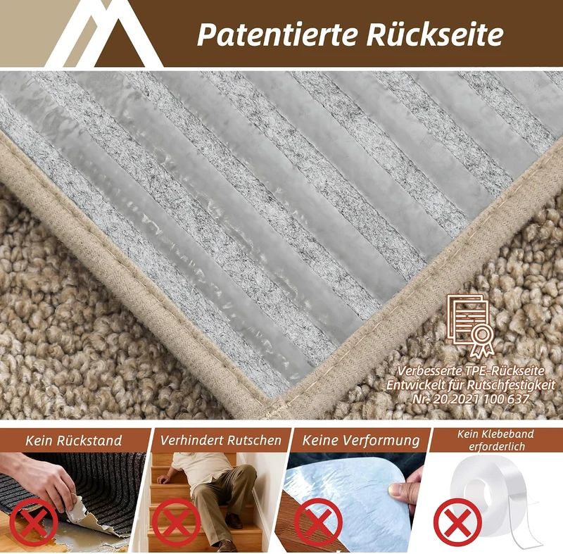 COSY HOMEER 15 Stück Treppenstufen Matten, 70 x 22cm Anti Rutsch Stufenmatten Selbstklebend, Maschin