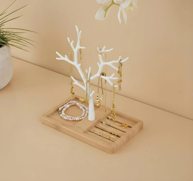Schmuckbaum Weiss Gold, Schmuckhalter Weiss, Schmuckständer Schwarz, Schmuckaufbewahrung Rose Gold W
