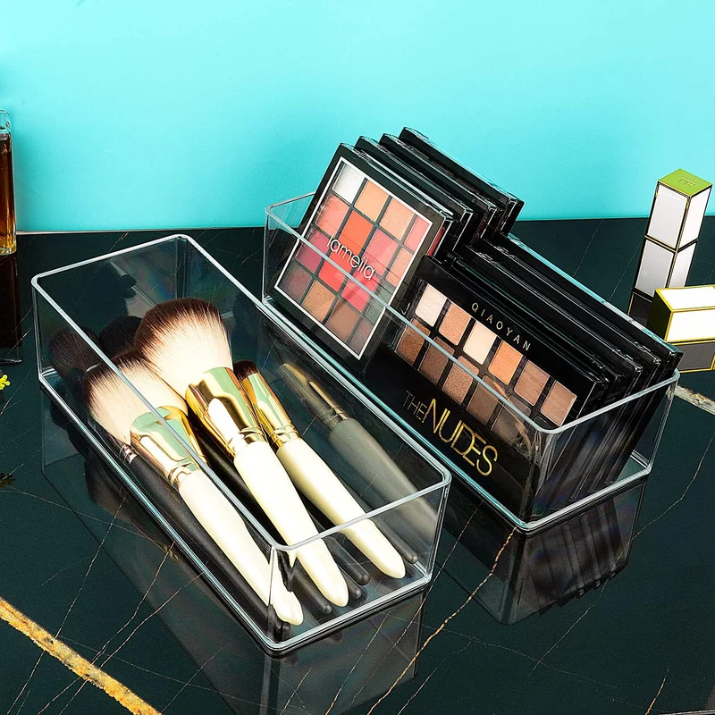 JessLab Acryl Organizer, 4er-Set Transparente Makeup Aufbewahrung für Schminktisch, Arbeitsplatte, B
