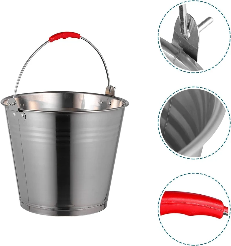Mayuela - Metalleimer - Blecheimer - Edelstahl - 8 Liter