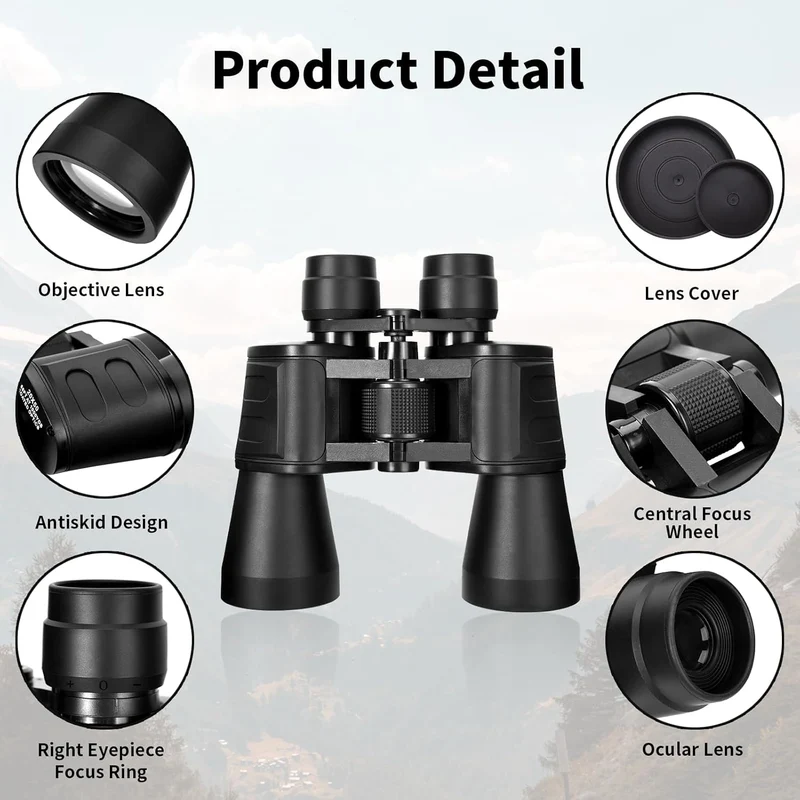 10x50 Fernglas für Erwachsene, Hochleistungsfernglas für Astronomie, Tragbares Kompaktfernglas, Fern
