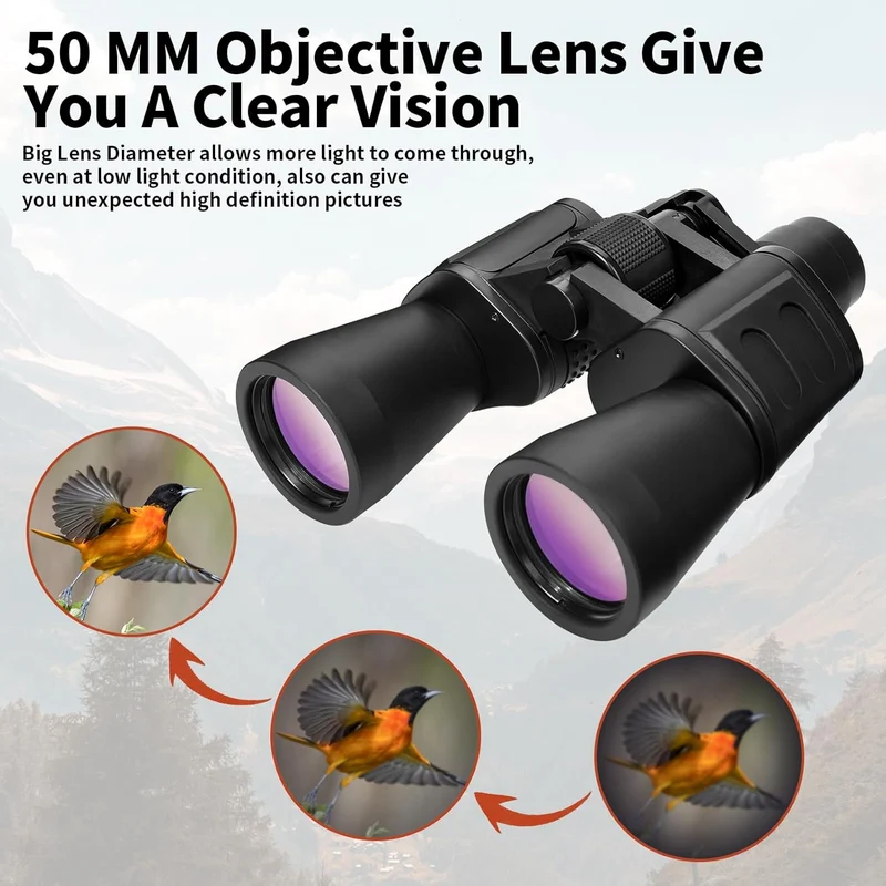 10x50 Fernglas für Erwachsene, Hochleistungsfernglas für Astronomie, Tragbares Kompaktfernglas, Fern