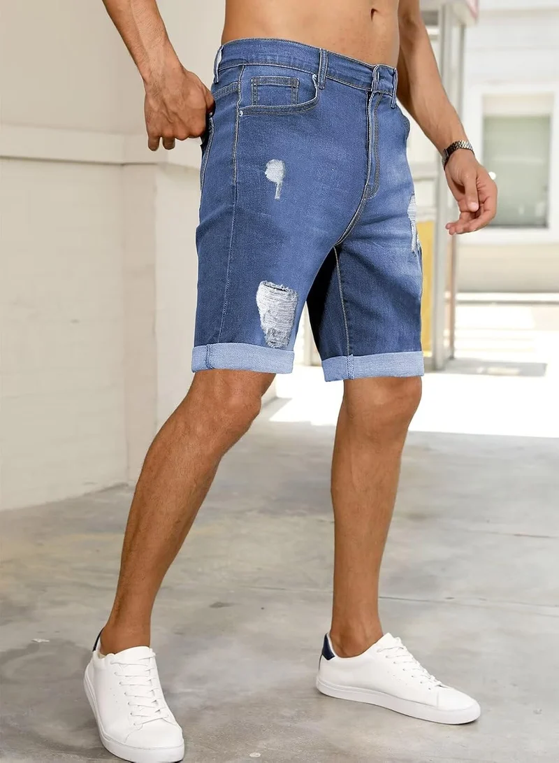 Jeans Shorts Kurze Herren Shorts Sommer Denim Western Casual B Blau S, B Blau S