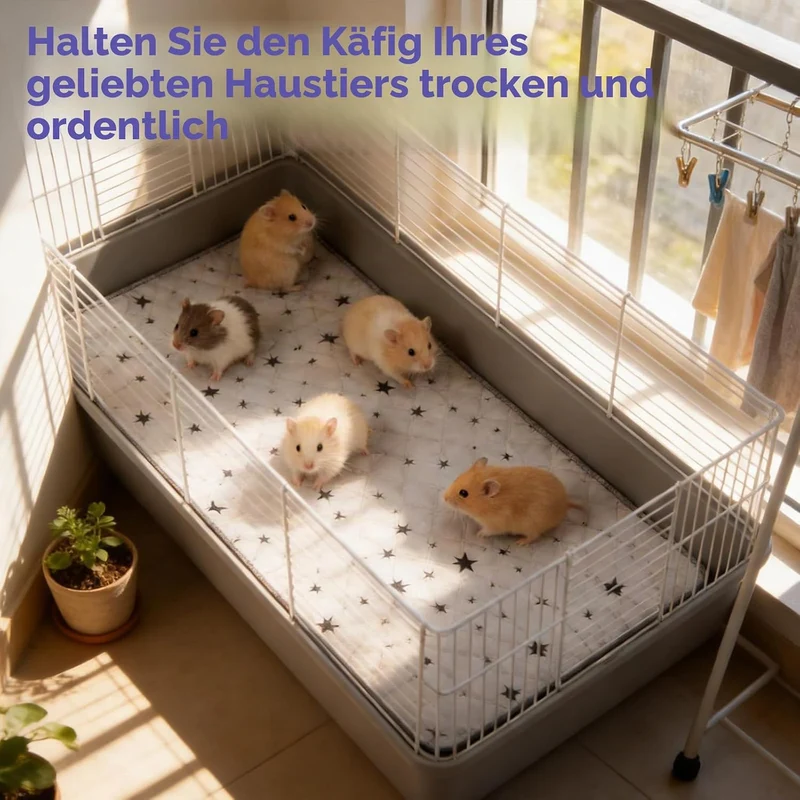 2 Stück 60x120cm Meerschweinchen Unterlage Waschbar, Pipipads Meerschweinchen, Grau Stern, wasserdic