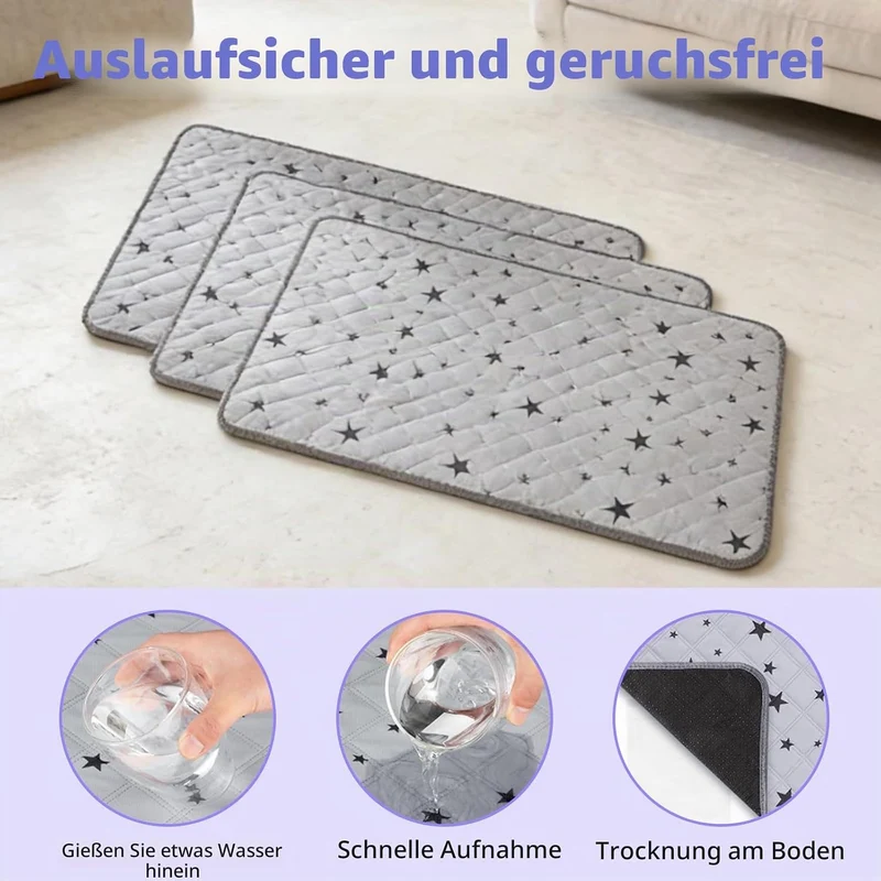 2 Stück 60x120cm Meerschweinchen Unterlage Waschbar, Pipipads Meerschweinchen, Grau Stern, wasserdic