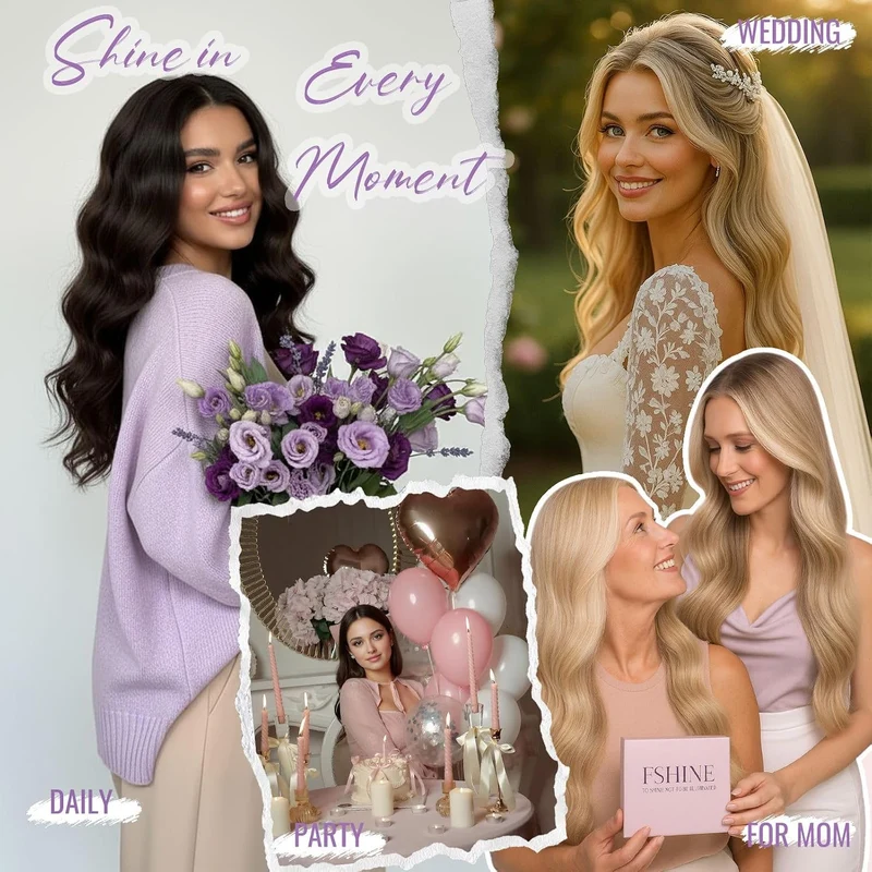 Echthaar Extensions Clip Balayage Mittelbraun mit Platinblond 45cm Haarverlängerun Echthaar Extensio