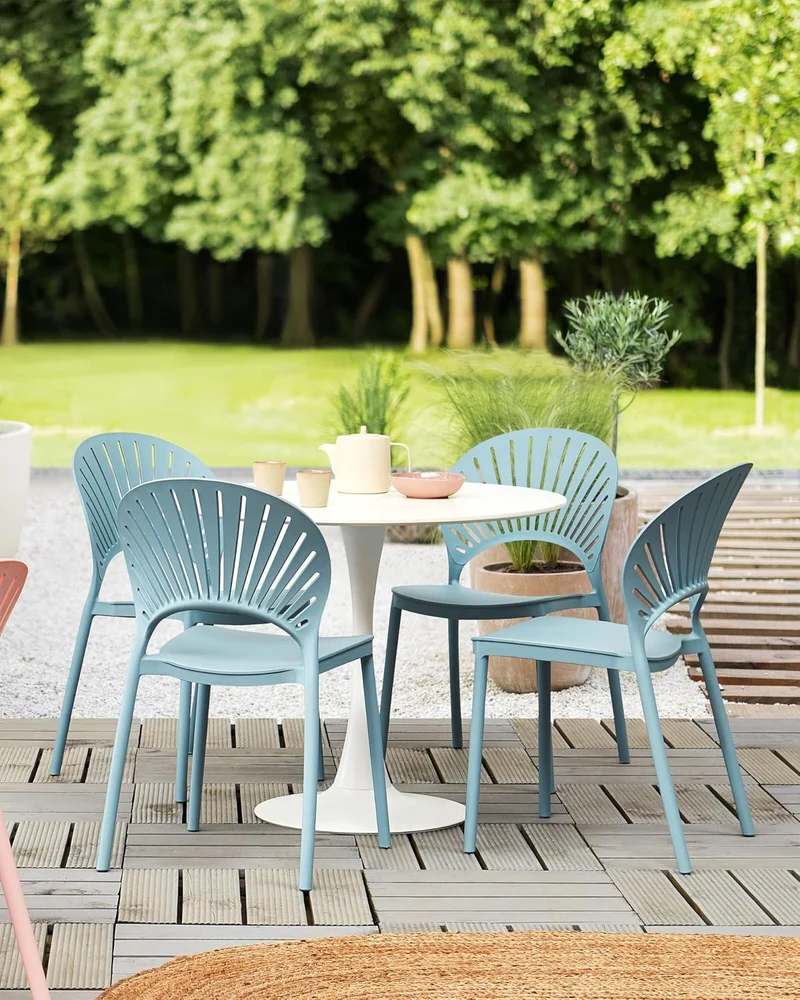 Esszimmerstühle Kunststoff blau 4er Set für den Innen- und Aussenbereich Ostia