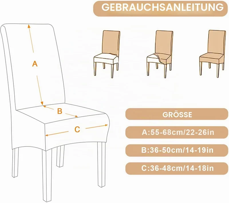 Jaotto Stuhlhussen 6er Set Stretch, XL Stuhlhussen Abwaschbar Waschbarer Elastische, Stretch Stuhlsc
