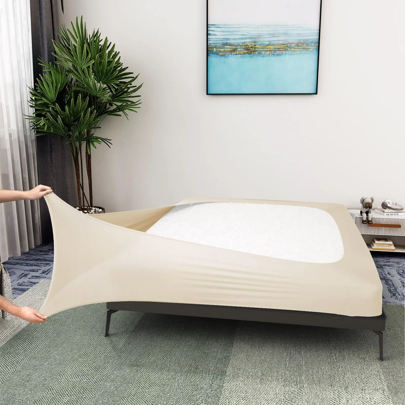 Boxspring-Bezug, Queen-Size-Grösse, Jersey-Strick und dehnbar, 4 Seiten, Bettrock für Hotel und Zuha