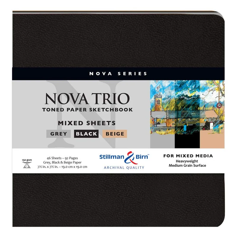 Stillman & Birn Nova Trio Softcover Sketchbook for Mixed Media, 46 Sheets of Heavyweight paper- Beig