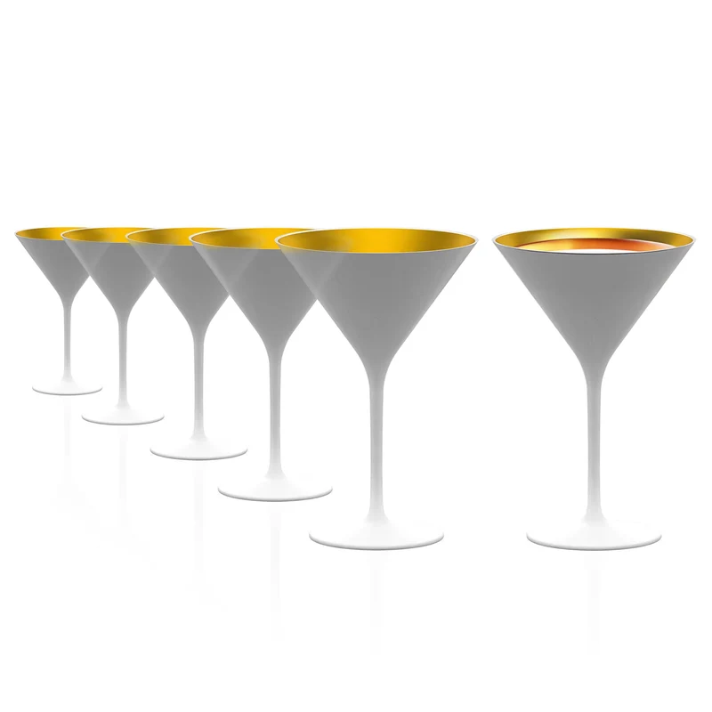 Stölzle Lausitz Cocktailschale Elements 240ml I Martini Gläser 6er Set I weiss-Gold I Cocktailgläser