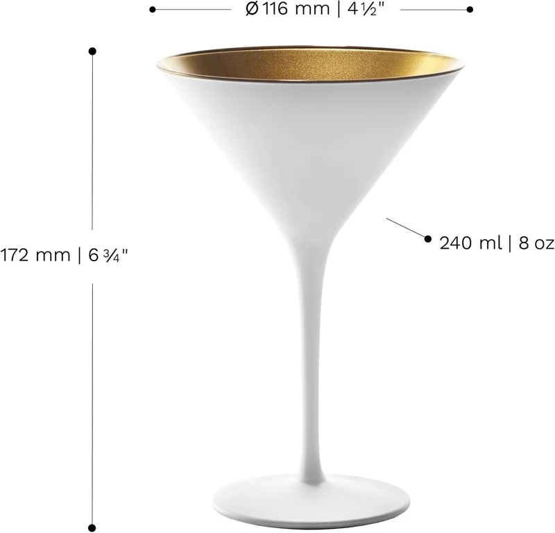Stölzle Lausitz Cocktailschale Elements 240ml I Martini Gläser 6er Set I weiss-Gold I Cocktailgläser