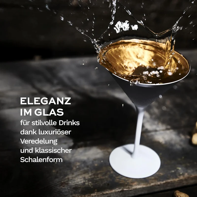 Stölzle Lausitz Cocktailschale Elements 240ml I Martini Gläser 6er Set I weiss-Gold I Cocktailgläser