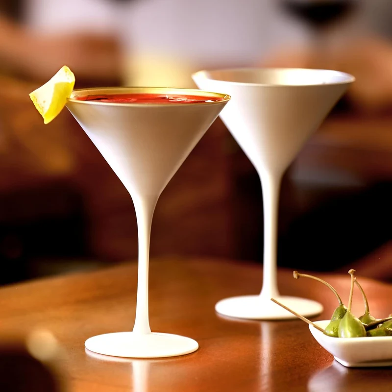 Stölzle Lausitz Cocktailschale Elements 240ml I Martini Gläser 6er Set I weiss-Gold I Cocktailgläser