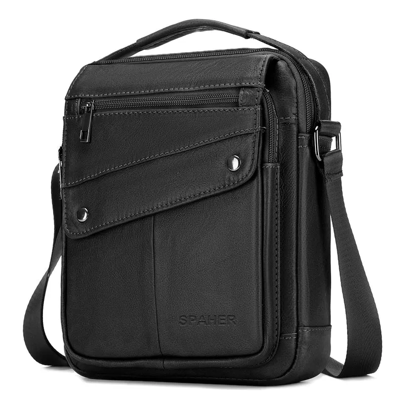 SPAHER Herren B357 Herren-Umhängetasche 17 x 7 x 22 cm Schwarz-upgrade Modell, 17 x 7 x 22 cm Schwar