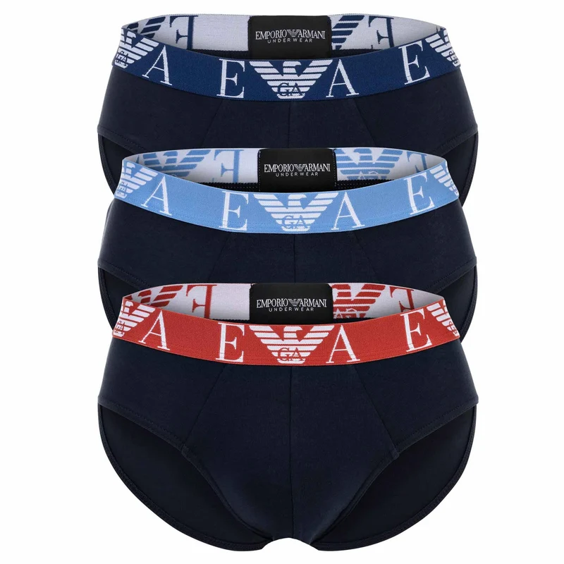 Emporio Armani Herren Bold Monogram 3-pack Brief Slip M Marine/Marine/Marine, M Marine/Marine/Marine