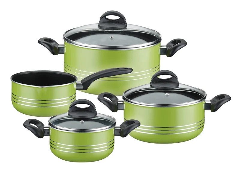 GSW 800396 Milano Topf-Set 4-teilig grün, Aluminium, 24 cm, 7-Einheiten