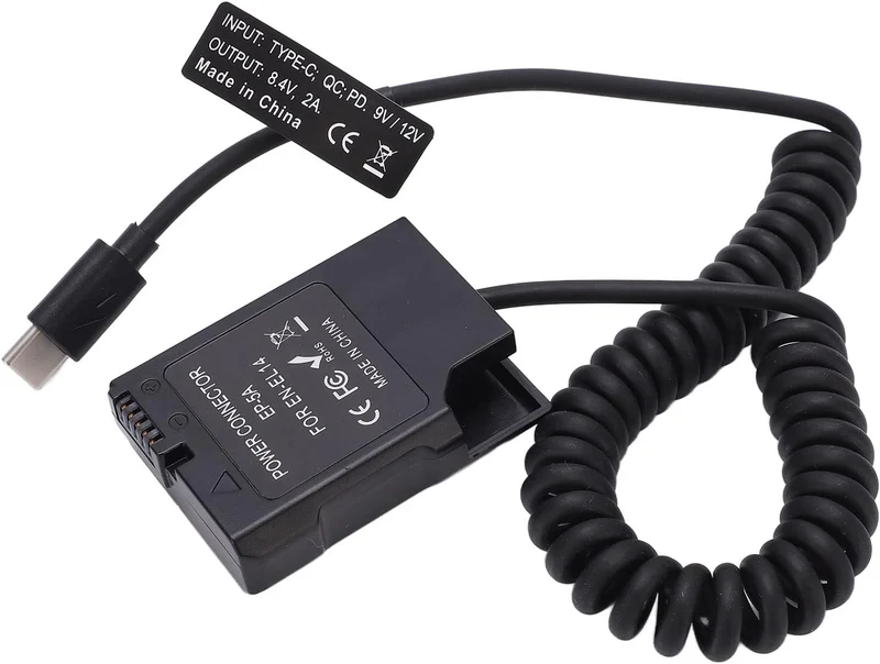 Goshyda EN‑EL14 Typ C Vollständig Dekodierter Dummy-Akku, DC-Koppler-Netzadapterbank, für Nikon D560
