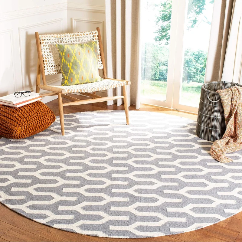 SAFAVIEH Zeitgenössische Teppich für Wohnzimmer, Esszimmer, Schlafzimmer - Dhurrie Collection, Kurze