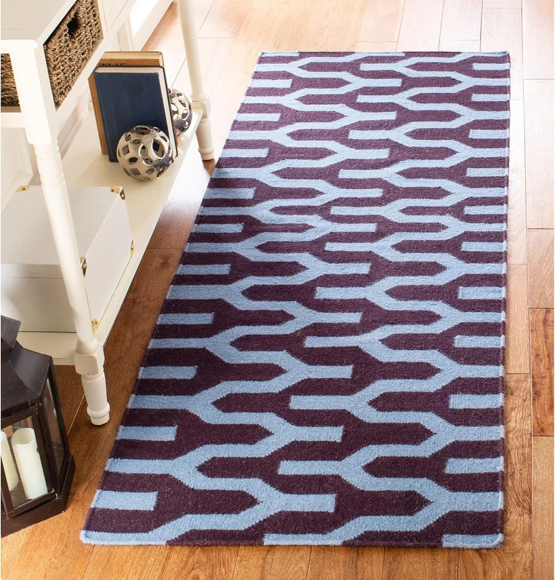 SAFAVIEH Zeitgenössische Teppich für Wohnzimmer, Esszimmer, Schlafzimmer - Dhurrie Collection, Kurze