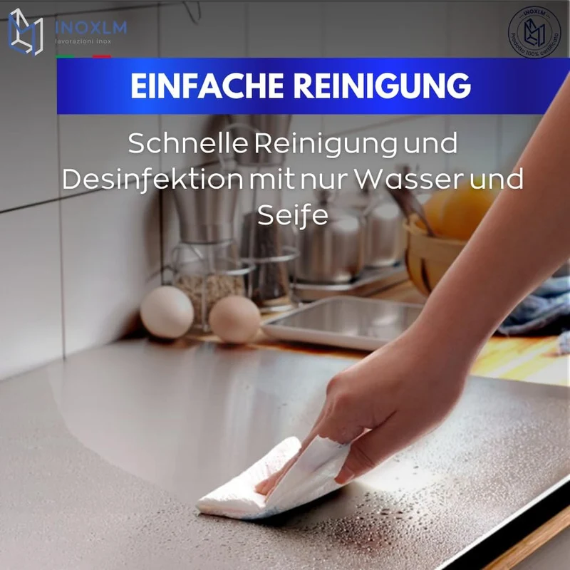 INOXLM Schneidebrett Edelstahl zum Kneten, Edelstahl Arbeitsplatte aus verschiedene Grössen, für Küc