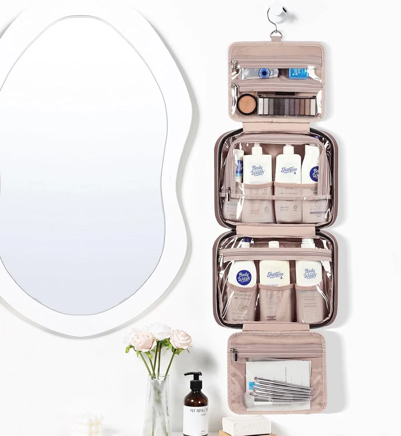 NISHEL Reise-Kulturbeutel für Frauen, tragbarer hängender Organizer für Shampoo, Conditioner, Pinsel