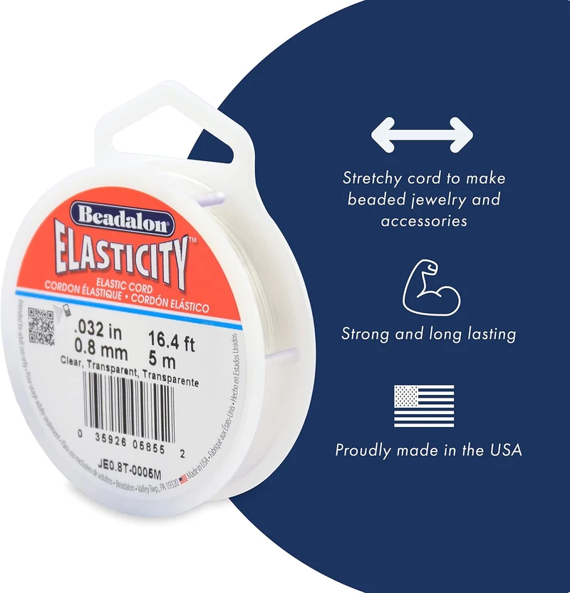 Beadalon Elastizität Elastisches Band, Gummi, Transparent, 0.5 mm/100 m 0.5 mm/100 m Transparent, 0.