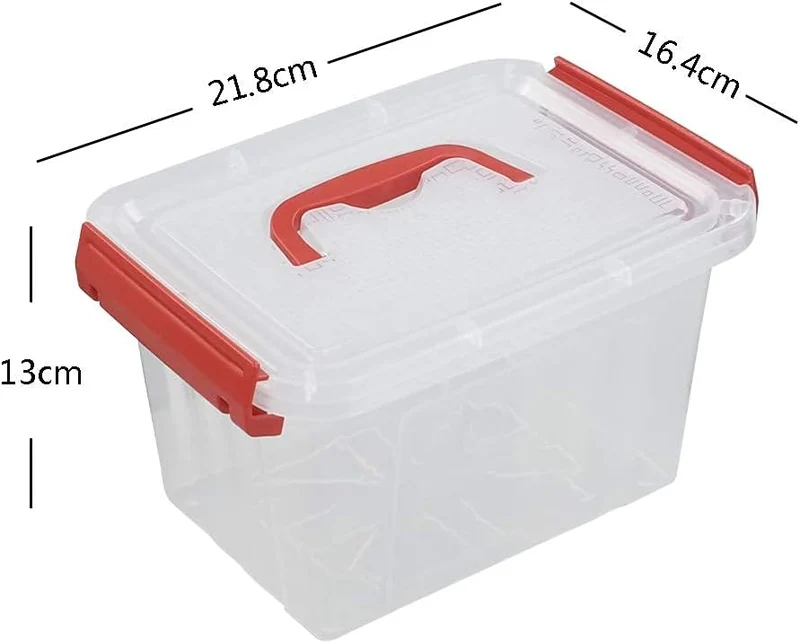 Kiddream Set von 6 Mini-Aufbewahrungsboxen aus Kunststoff, 3 Liter Boxen mit Deckel Transparent, 3 L