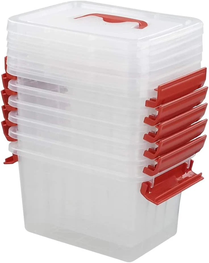 Kiddream Set von 6 Mini-Aufbewahrungsboxen aus Kunststoff, 3 Liter Boxen mit Deckel Transparent, 3 L
