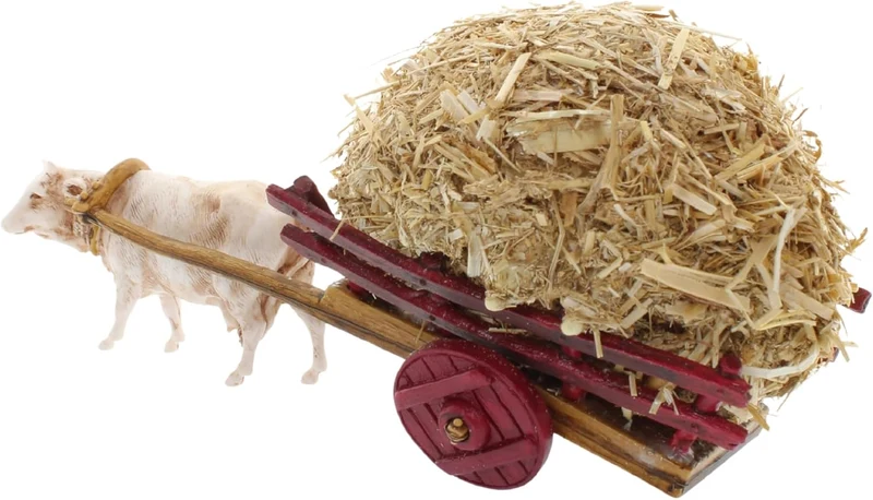 Moranduzzo Wagen mit Heu Geeignet für Krippe 6 cm Massstab 1:32 – MINI 6 – Unzerstörbare Figuren, Ha